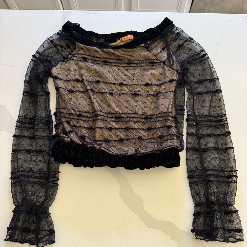 Beau Bois Blouse with Lace and Velvet, size small